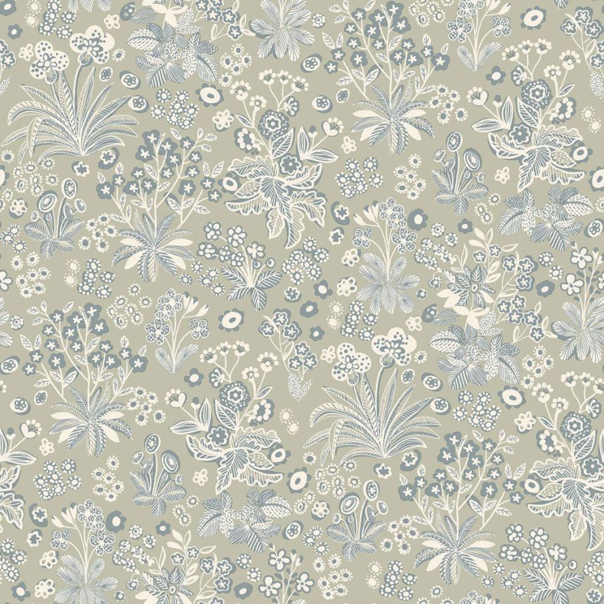 Wallpaper, green, flowers, 5826, Nordic Folk, Borastapeter