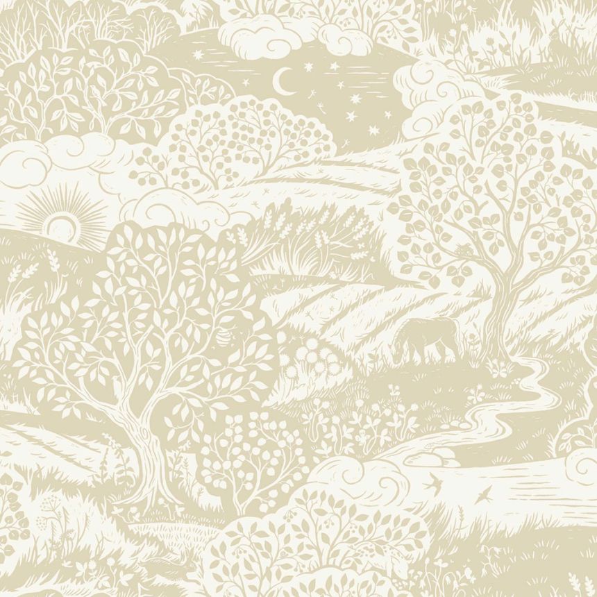 Wallpaper, beige, landscape, 5829, Nordic Folk, Borastapeter