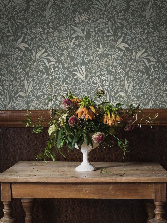 Green wallpaper, flowers, leaves, 7270, Icons, Borastapeter