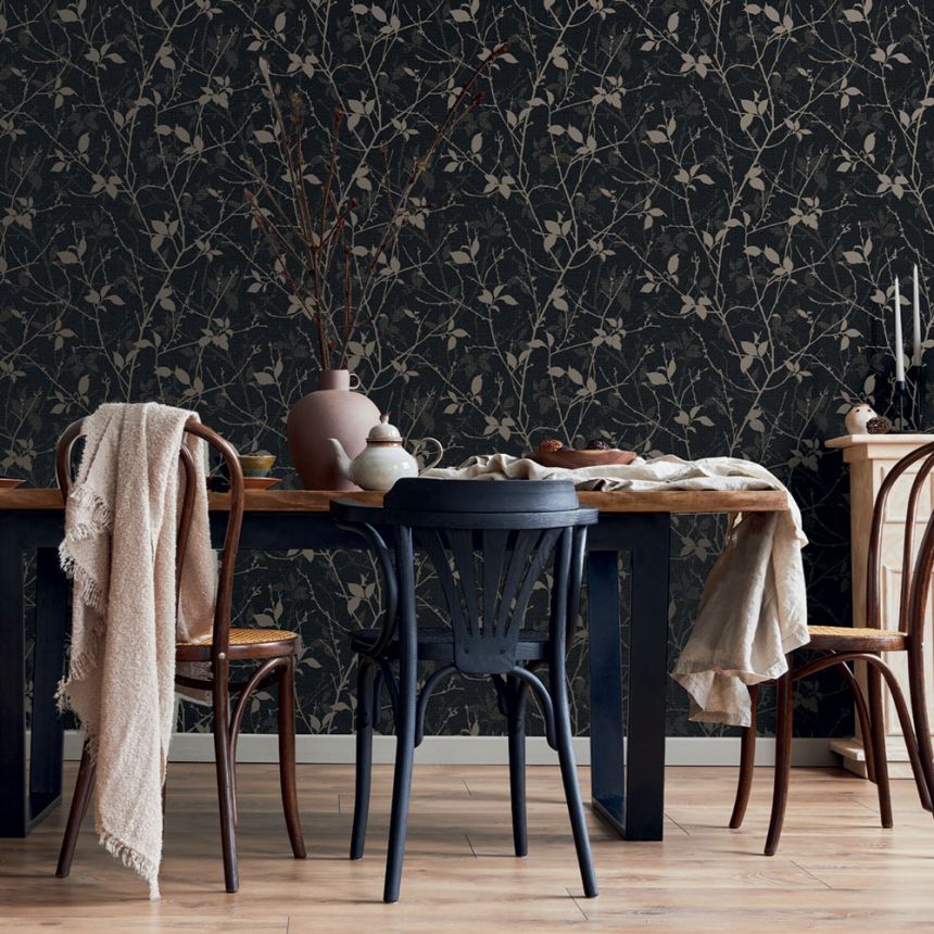 Wallpaper, grey-brown, leaves, branches, 122432, Refine, Graham Brown Boutique