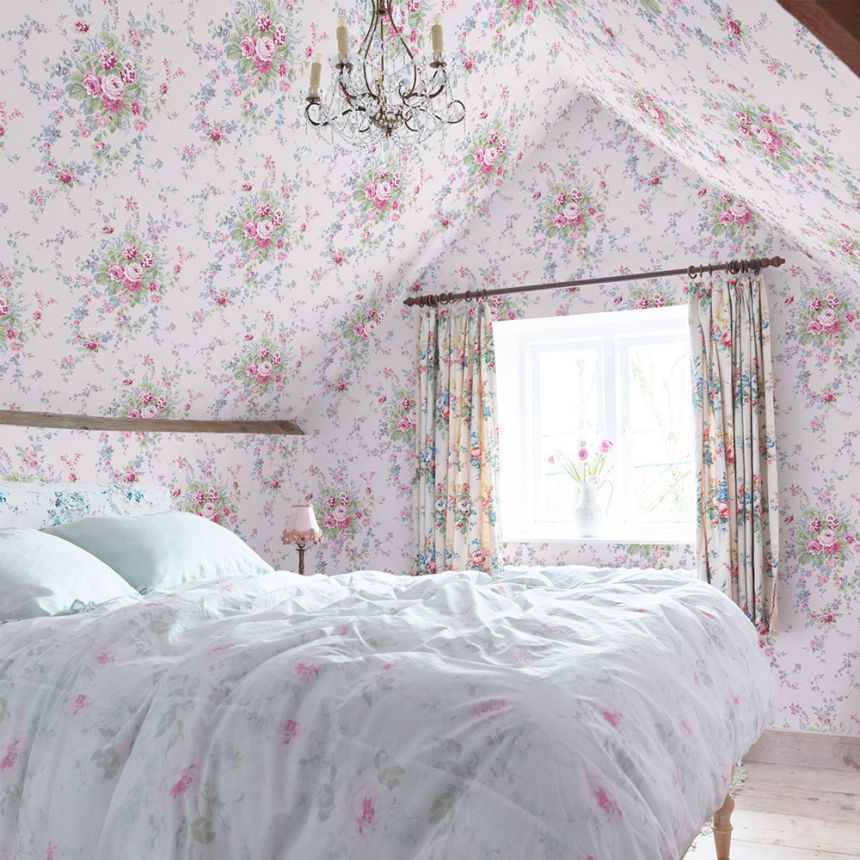 Wallpaper, pink, flowers, 125127, Shabby Chic by Rachel Ashwell