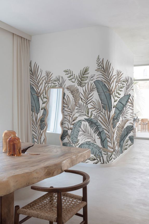 Beige wallpaper, Leaves, A73401, One roll, one motif 2, Grandeco