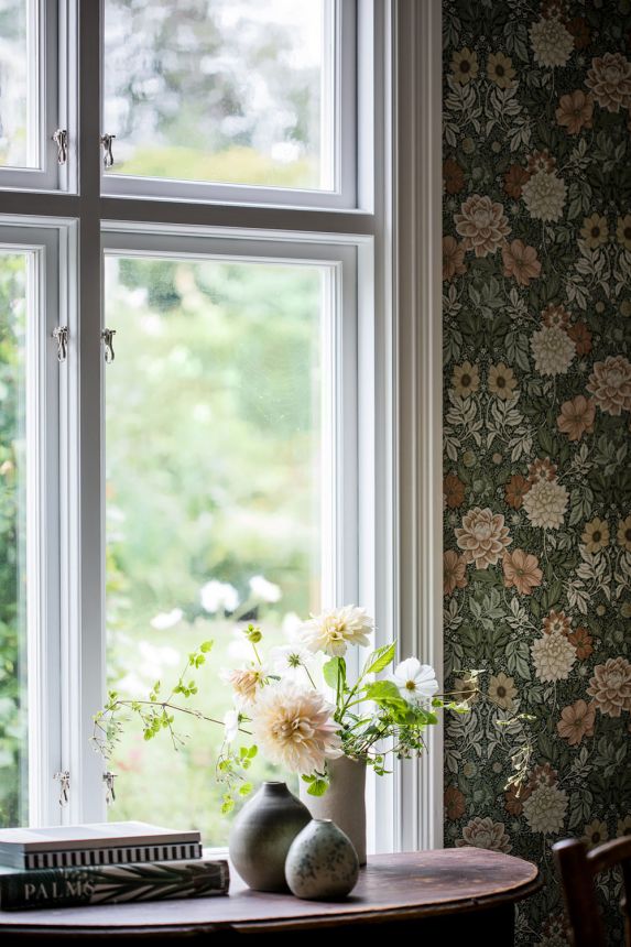 Green wallpaper, flowers, 7666, Icons, Borastapeter