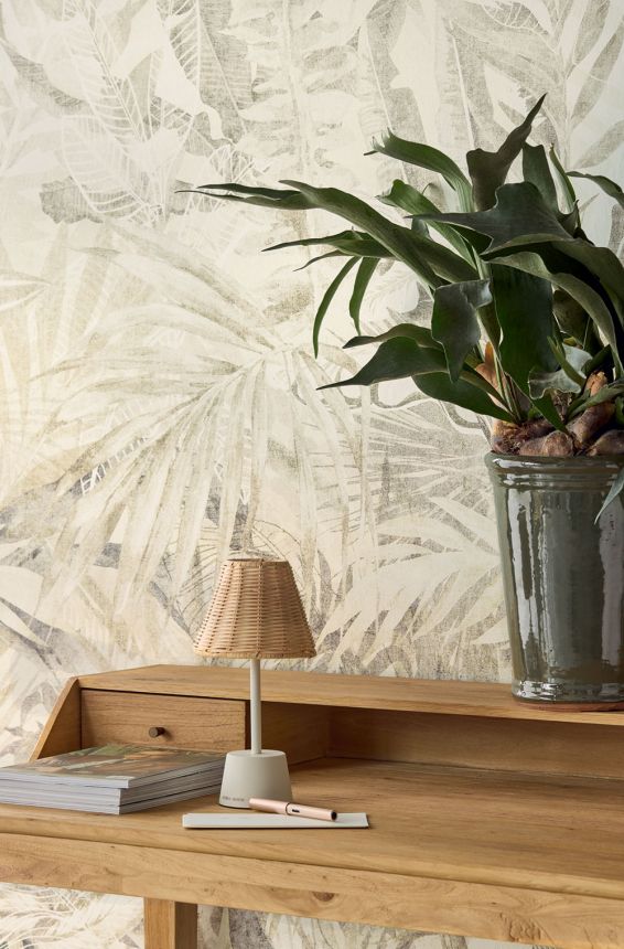 Mural wallpaper, beige, leaves, 350703, Riviera Maison, Eijffinger