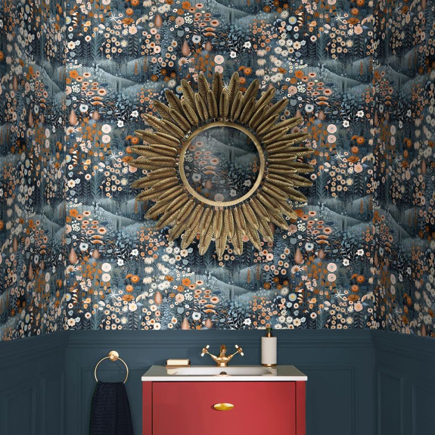 Wallpaper, turquoise, blooming meadow, 127927, Arboretum, Graham Brown Premium