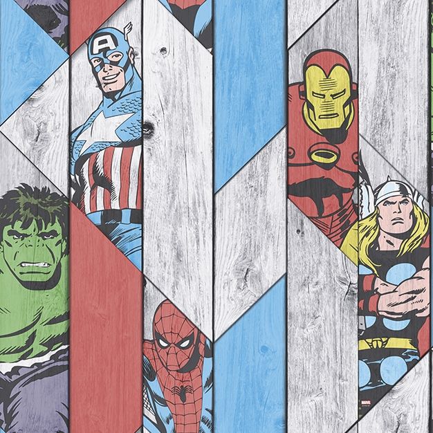 Paper comics wallpaper 102435, Marvel Wood Panel, Kids@Home 5, Graham & Brown