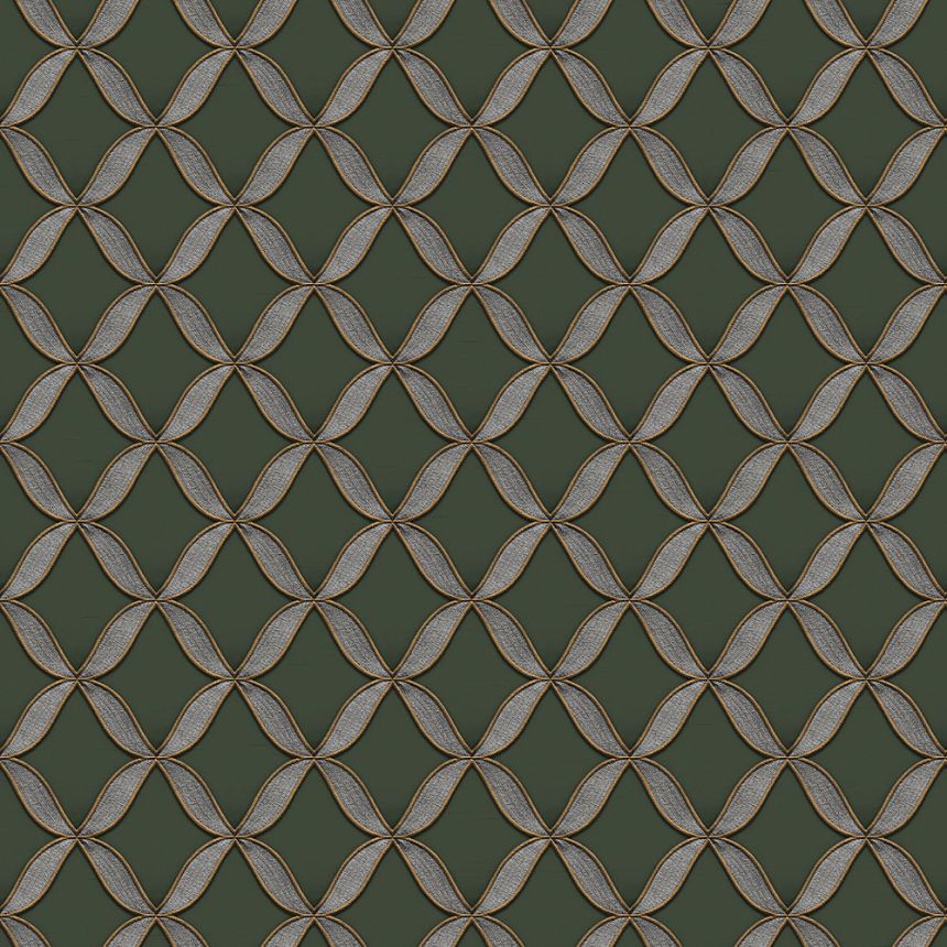 Geometrická vliesová  tapeta, green, fabric imitation, FT221228, Best Sellers, Design ID