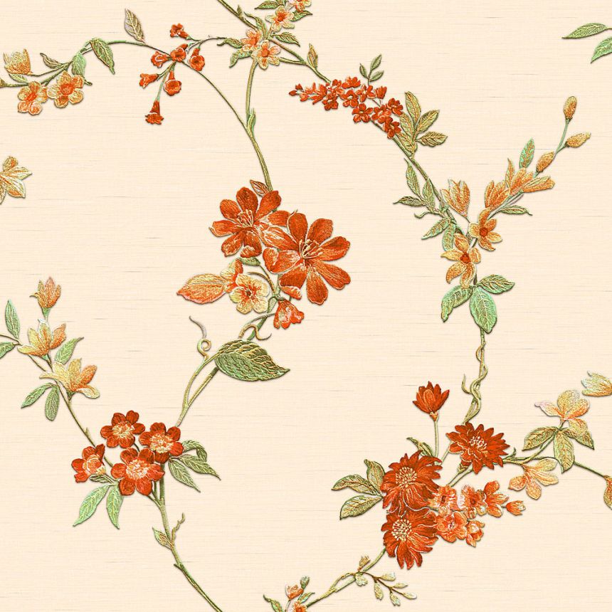Luxury beige non-woven floral wallpaper FT221211, Best Sellers, Design ID