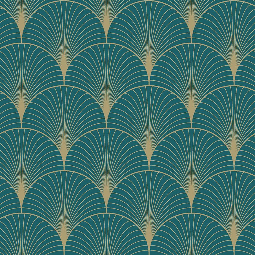 Dark turquoise geometric non-woven wallpaper 139230, Art Deco, Esta