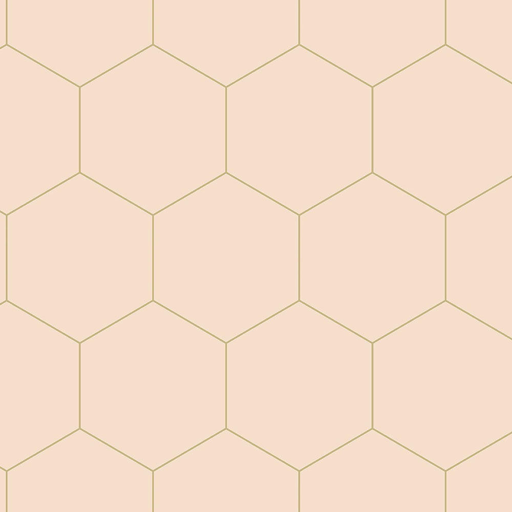 Beige non-woven wallpaper, geometric pattern of hexagons 139226, Art Deco, Esta