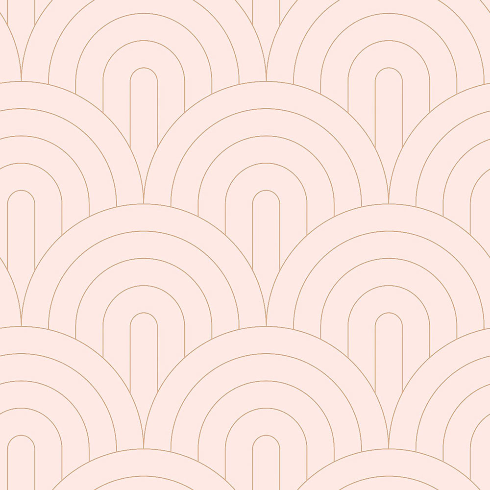 Non-woven wallpaper pink, geometric arched pattern 139217, Art Deco, Esta