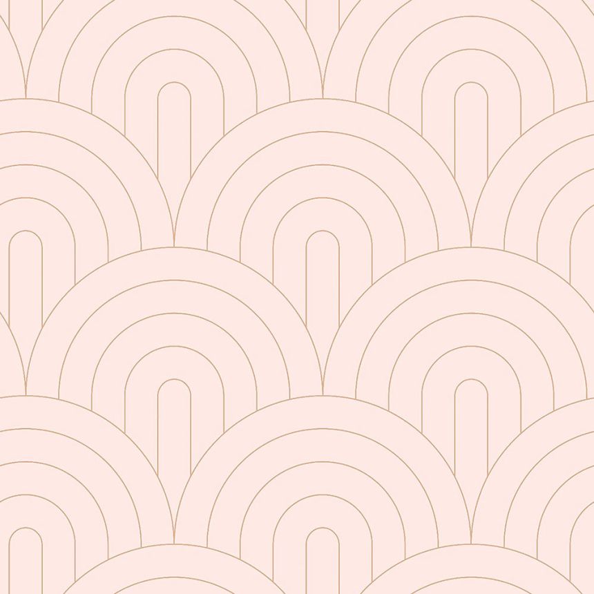 Non-woven wallpaper pink, geometric arched pattern 139217, Art Deco, Esta