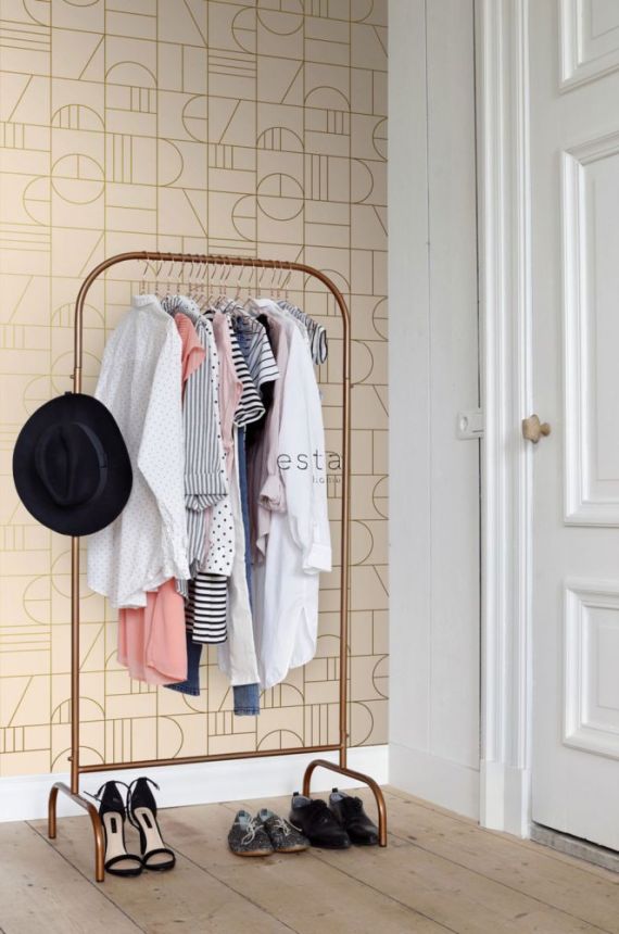 Beige geometric pattern wallpaper 139206, Art Deco, Est