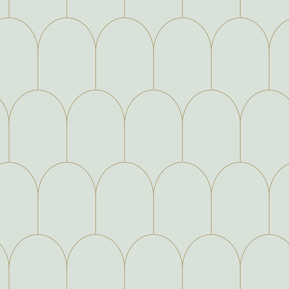 Menthol non-woven wallpaper, geometric arch pattern 139202, Art Deco, Esta
