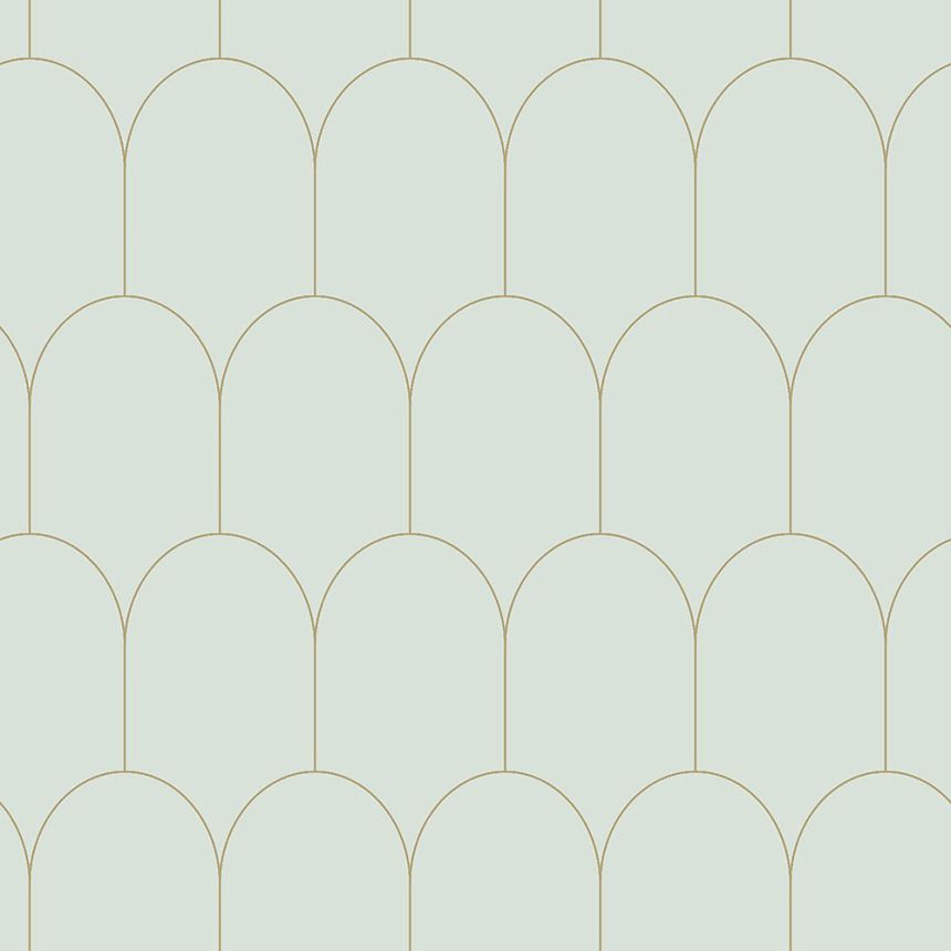 Menthol non-woven wallpaper, geometric arch pattern 139202, Art Deco, Esta