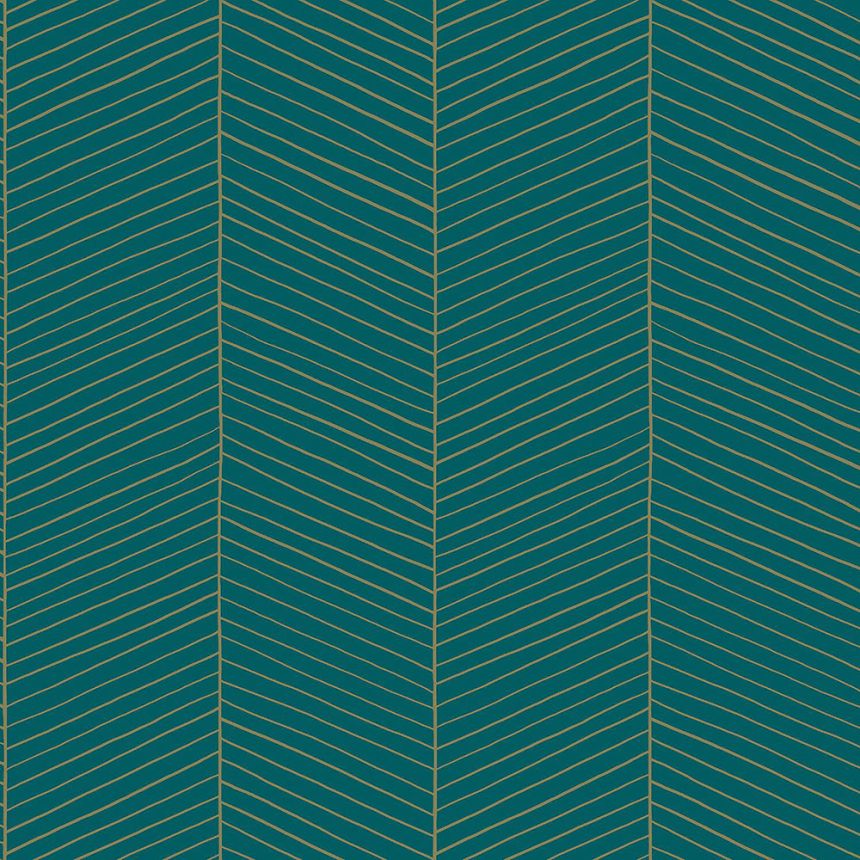 Turquoise non-woven stripes wallpaper 139200, Art Deco, Esta