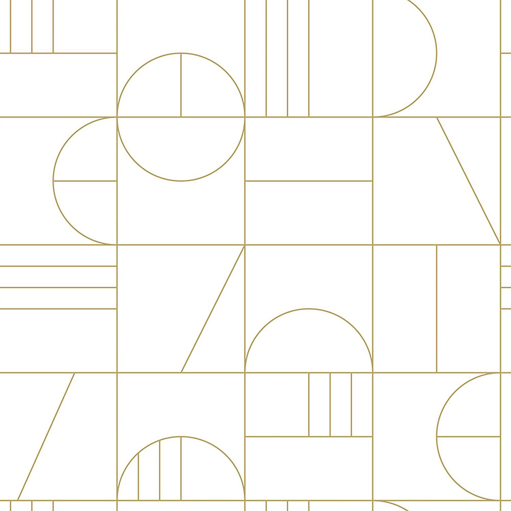 White-gold geometric pattern wallpaper 139141, Art Deco, Esta