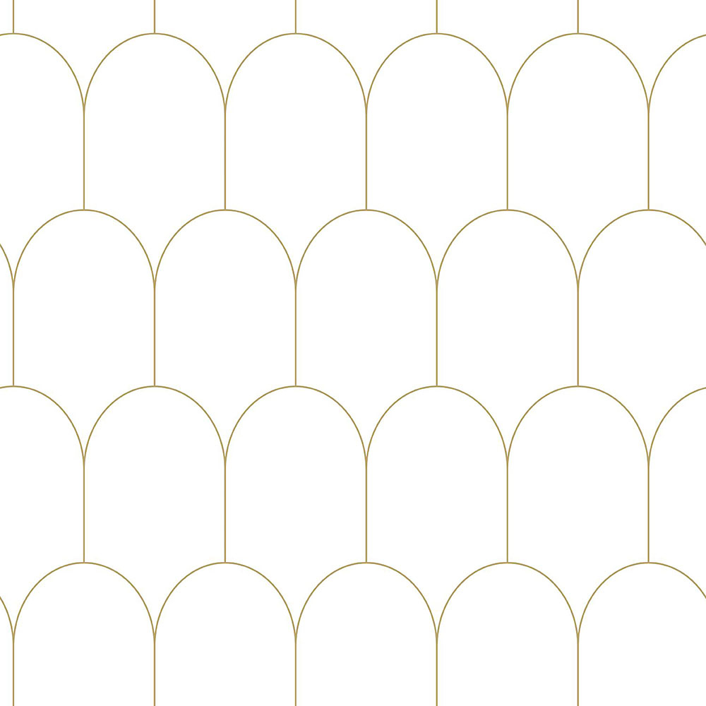 White non-woven wallpaper, geometric arch pattern 139139, Art Deco, Esta