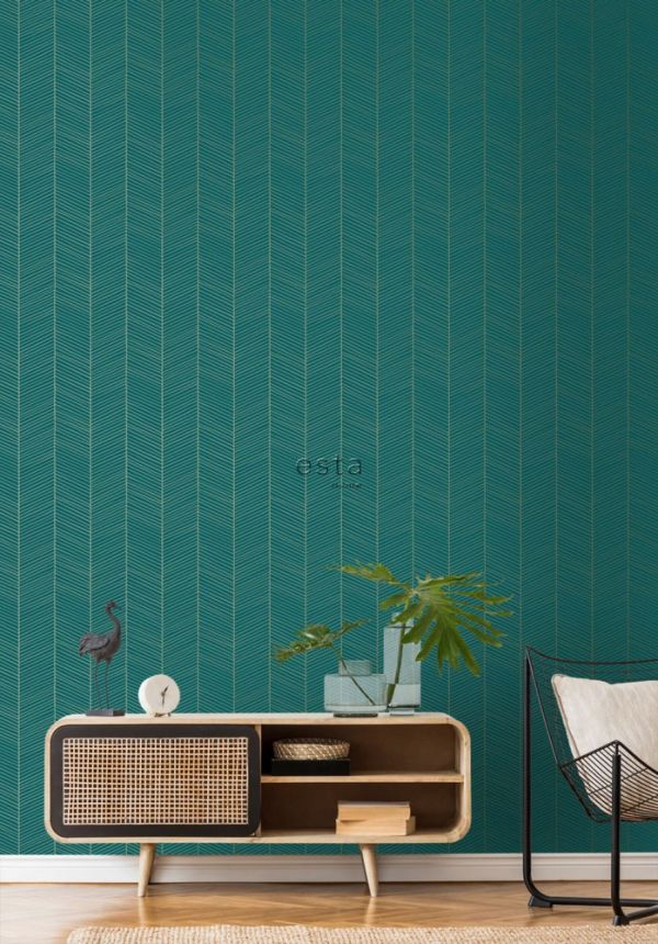 White-gold non-woven stripes wallpaper 139135, Art Deco, Esta