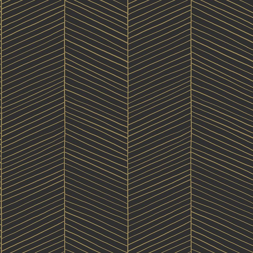 Black and gold stripes wallpapery 139136, Black & White, Art Deco, Esta