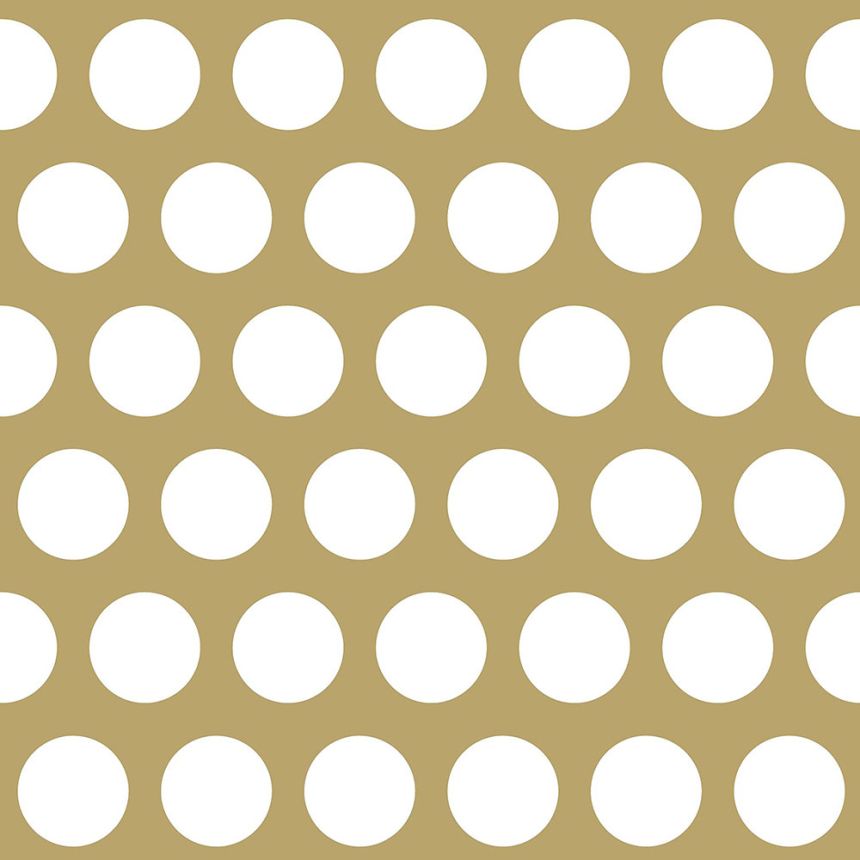 Golden non-woven wallpaper with white polka dots 139116, Black & White, Esta