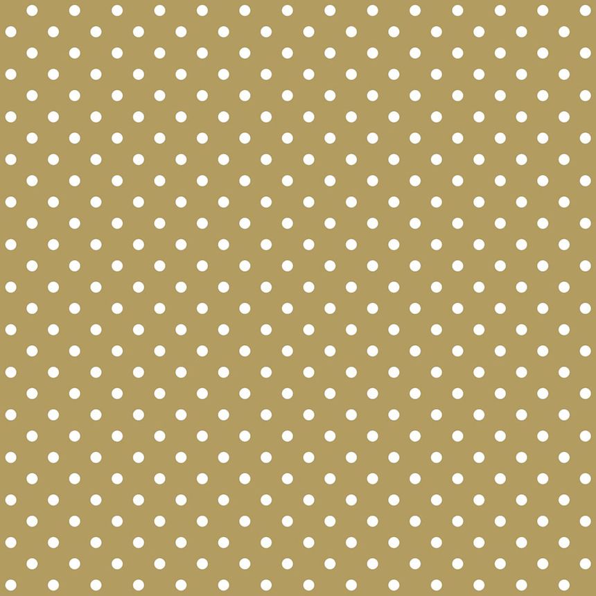 Golden non-woven wallpaper with white polka dots 139114, Black & White, Esta