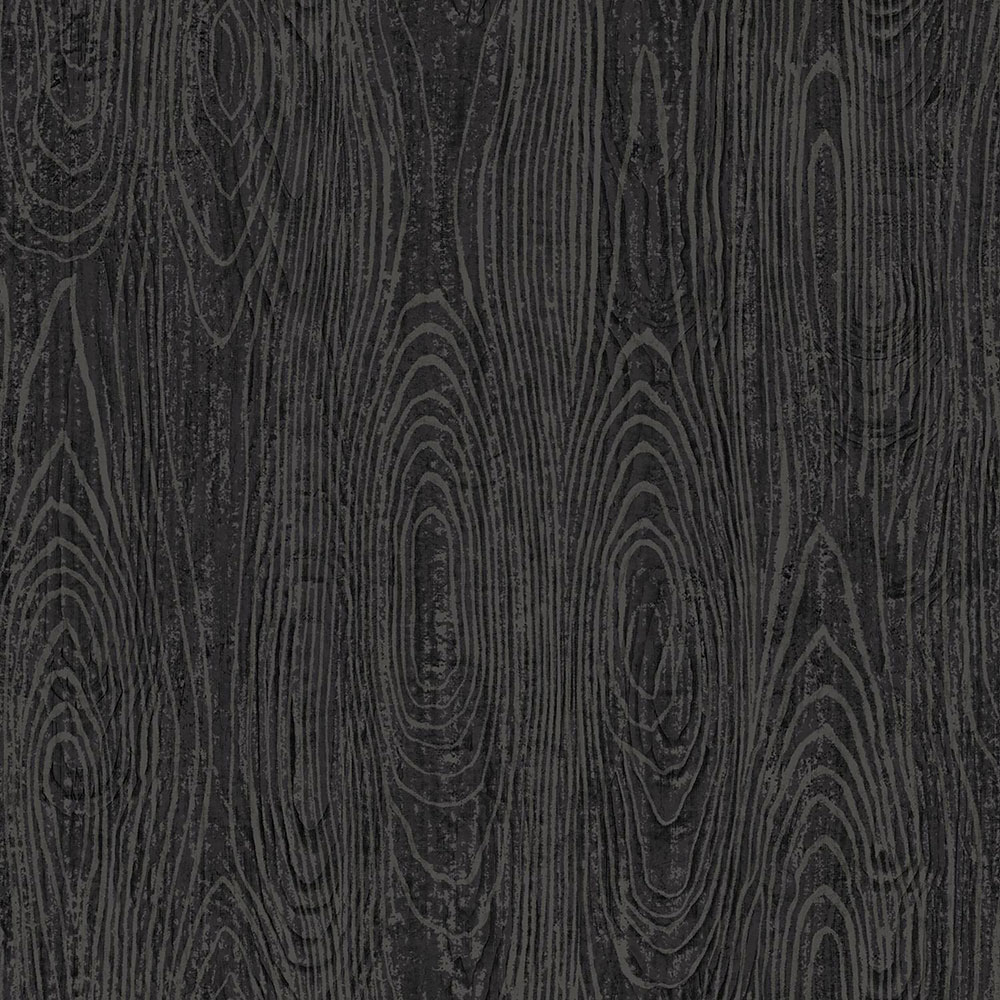 Black semi-gloss non-woven wallpaper, imitation wood 347558, Matières - Wood, Origin