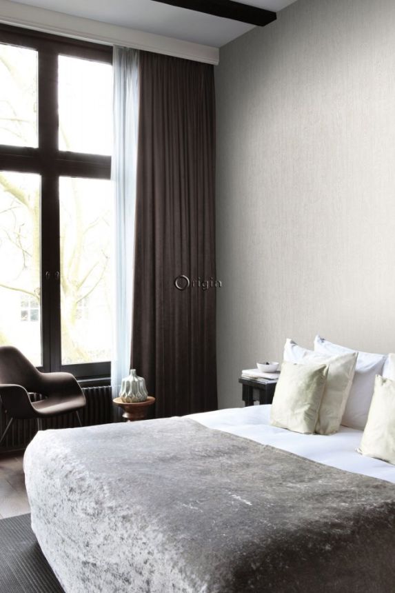 Metallic gray-beige non-woven wallpaper, wood imitation 347554, Matières - Wood, Origin