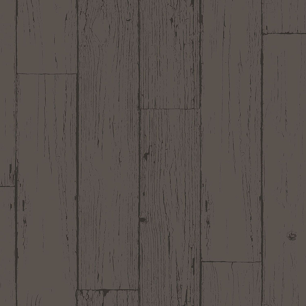 Metallic black and silver non-woven wallpaper, imitation wood, boards 347552, Matières - Wood, Origin