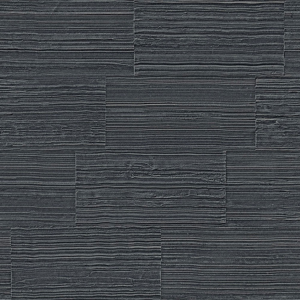 Non-woven wallpaper, imitation of black and silver stone cladding 347572, Matières - Stone, Origin