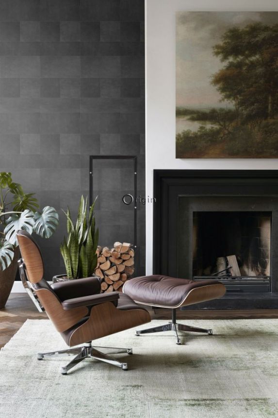 Non-woven wallpaper, black quilted leather pattern 357240, roll 0,5 x 8,37 m, Luxury Skins, Origin