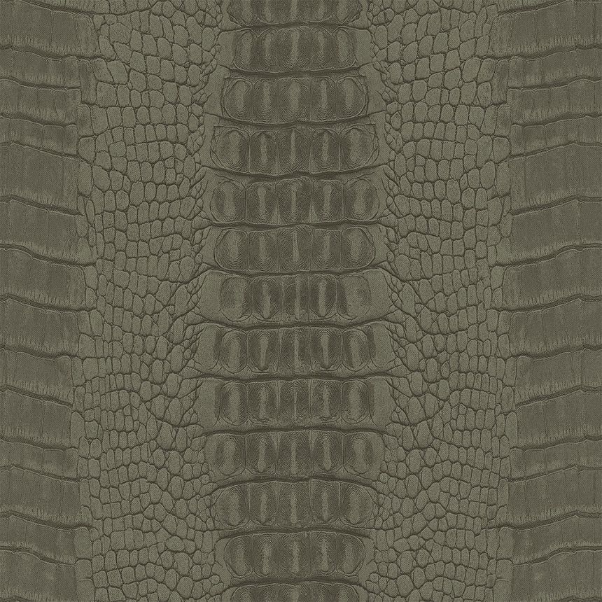 Khaki non-woven wallpaper, imitation crocodile skin 347774, Luxury Skins, Origin