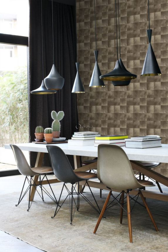 Non-woven wallpaper brown, a square pattern of imitation fur 347325, Luxury Skins, Origin