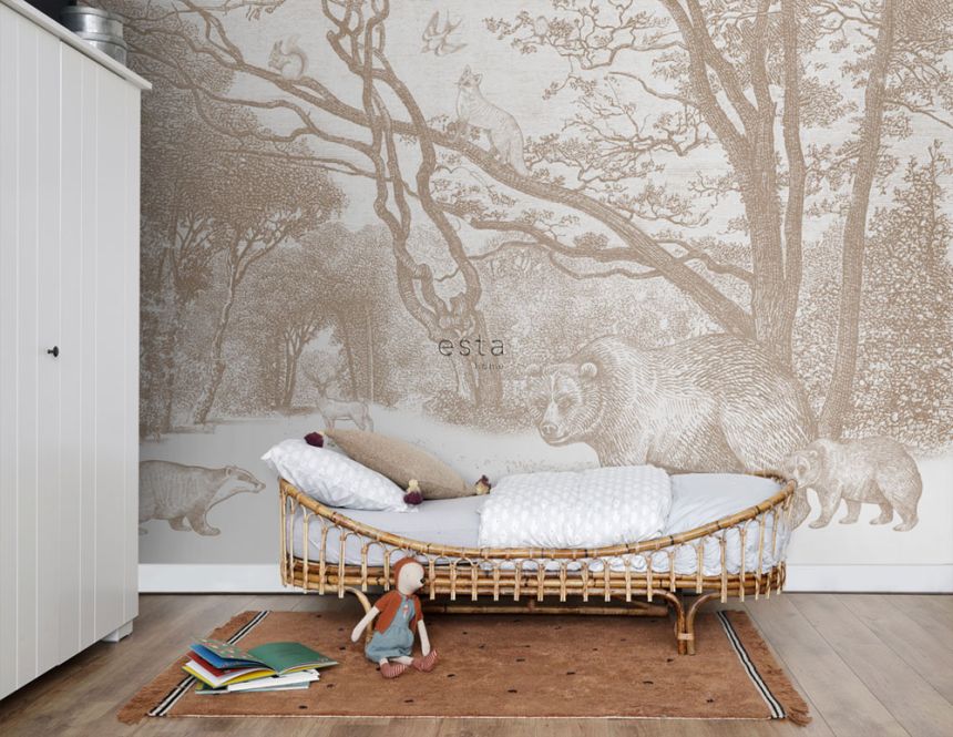 Non-woven animal wall mural 159064, 350 x 279 cm, Forest Friends, Esta