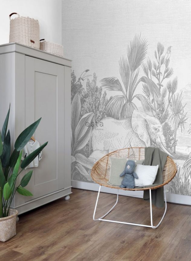 Non-woven wall mura Jungle, elephants 159061, 300 x 279 cm, Forest Friends, Esta