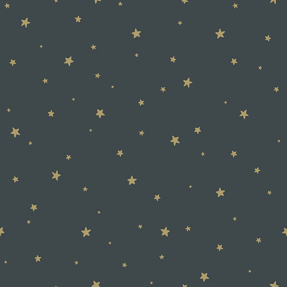 Gray-blue non-woven wallpaper with golden stars 139261, Forest Friends, Esta