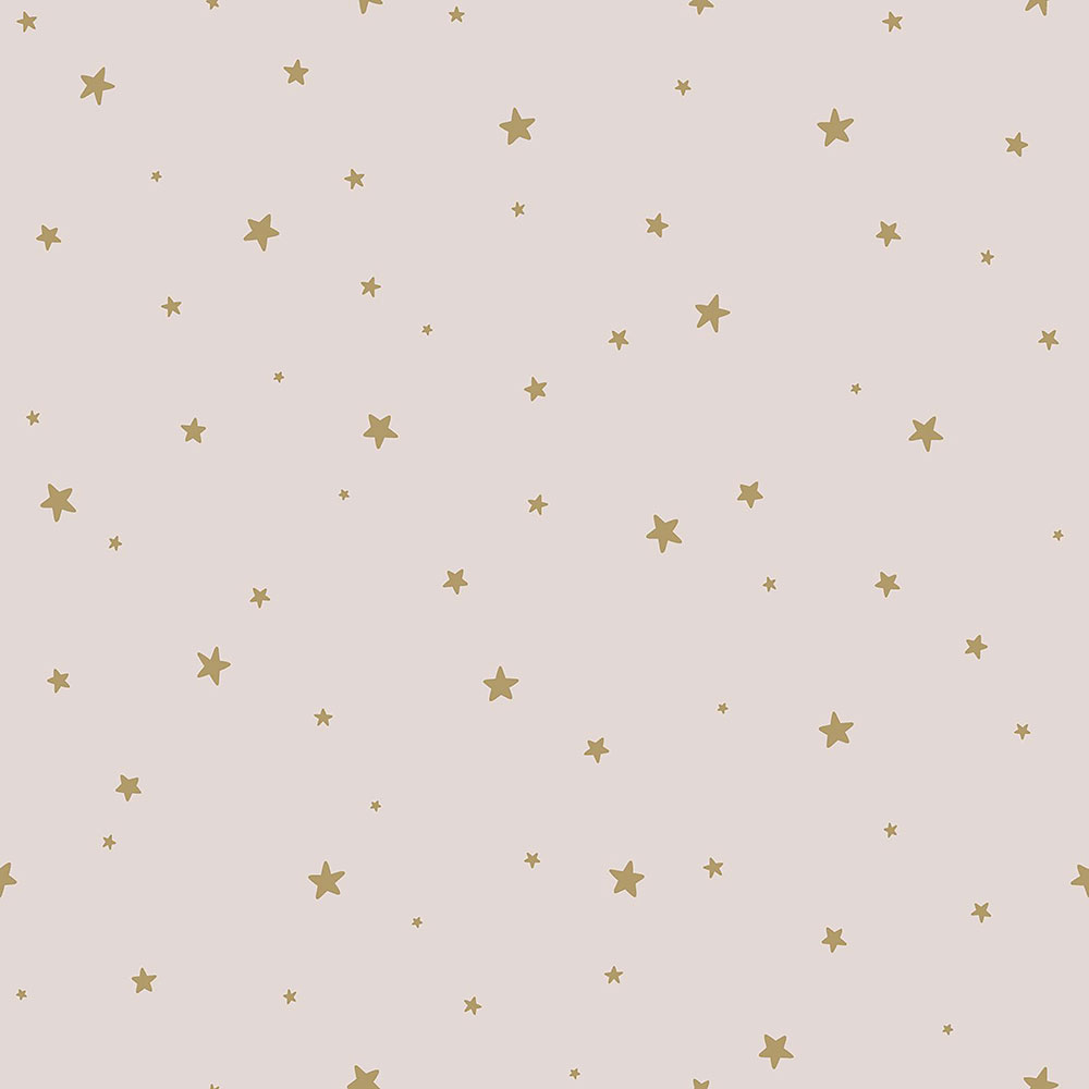 Old pink non-woven wallpaper with golden stars 139260, Forest Friends, Esta