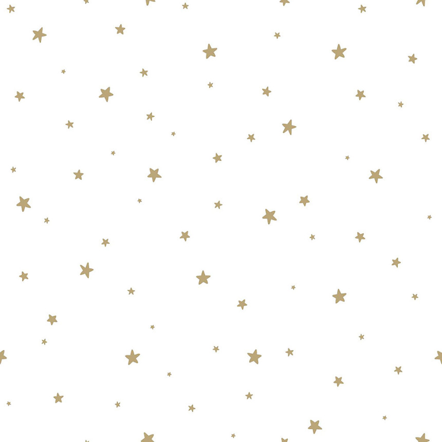 Non-woven white wallpaper with gold stars 139259, Forest Friends, Esta