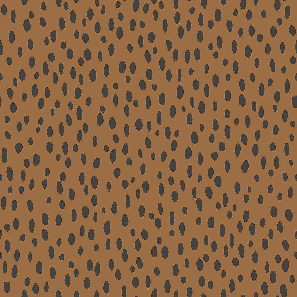 Brown non-woven wallpaper with irregular black ovals 139257, Forest Friends, Esta