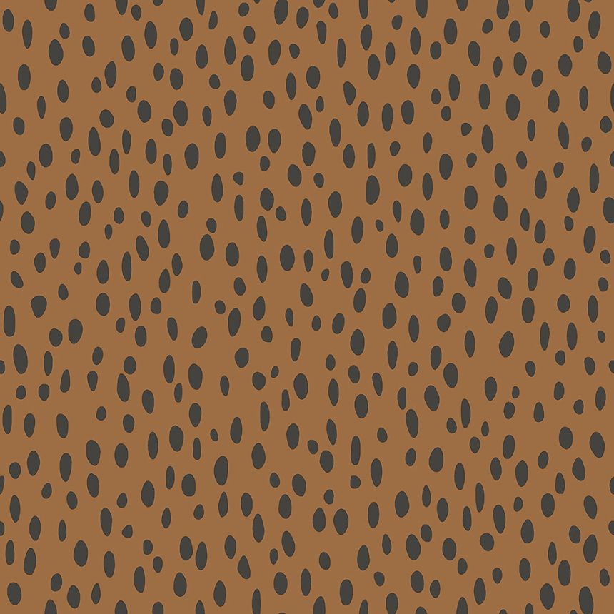 Brown non-woven wallpaper with irregular black ovals 139257, Forest Friends, Esta