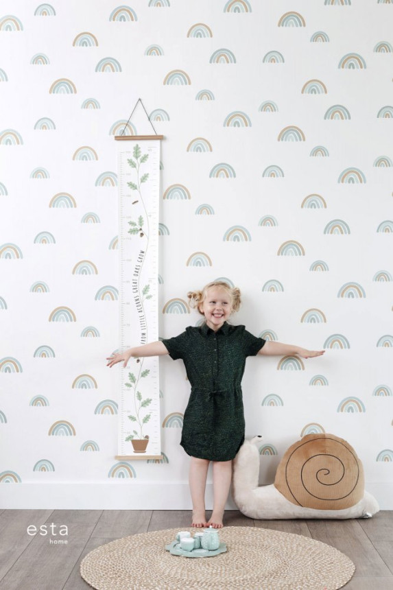 Wallpaper for a children's room, non-woven wallpaper with a rainbow 139254, Forest Friends, Esta