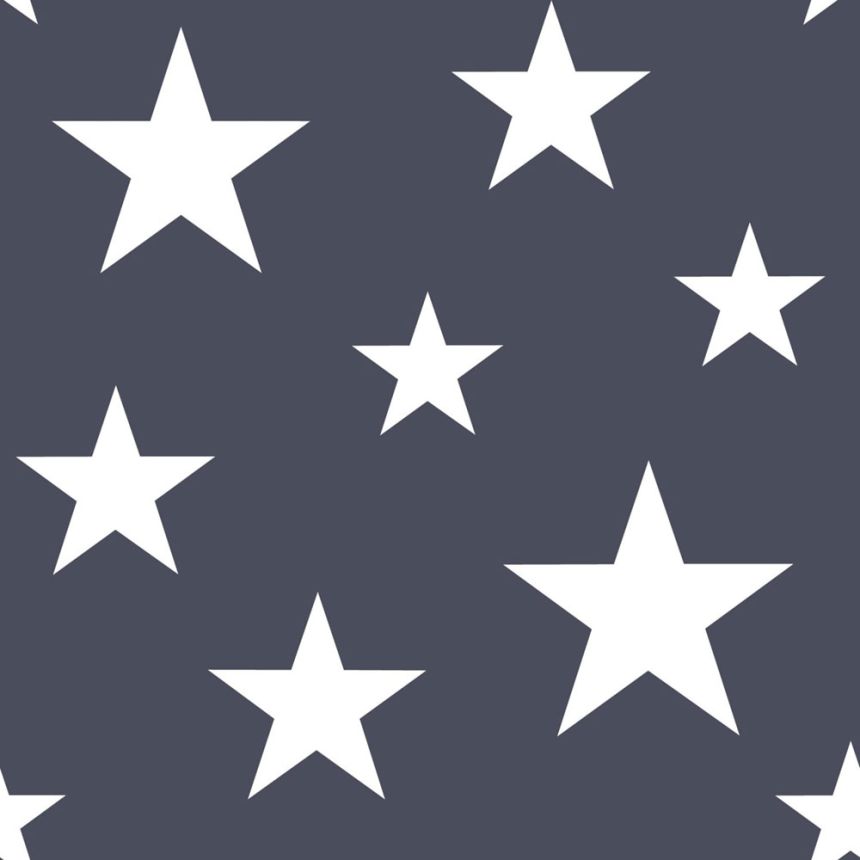 Dark blue non-woven wallpaper with white stars 138933, Little Bandits, Esta