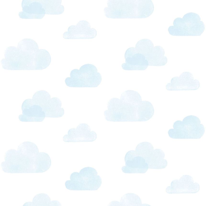 Non-woven white wallpaper with blue clouds 138930, Little Bandits, Esta