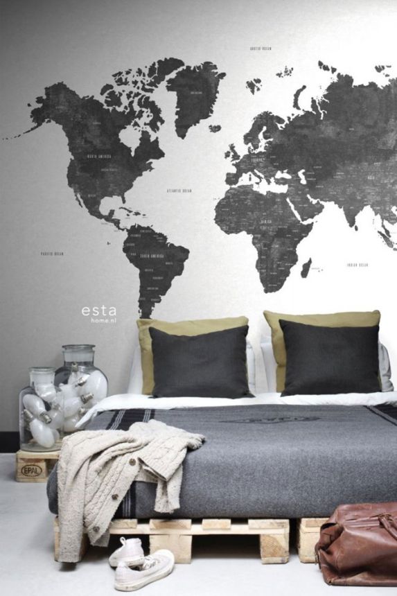World map wall mural 158854, 279 x 279 cm, Regatta Crew, Esta Home
