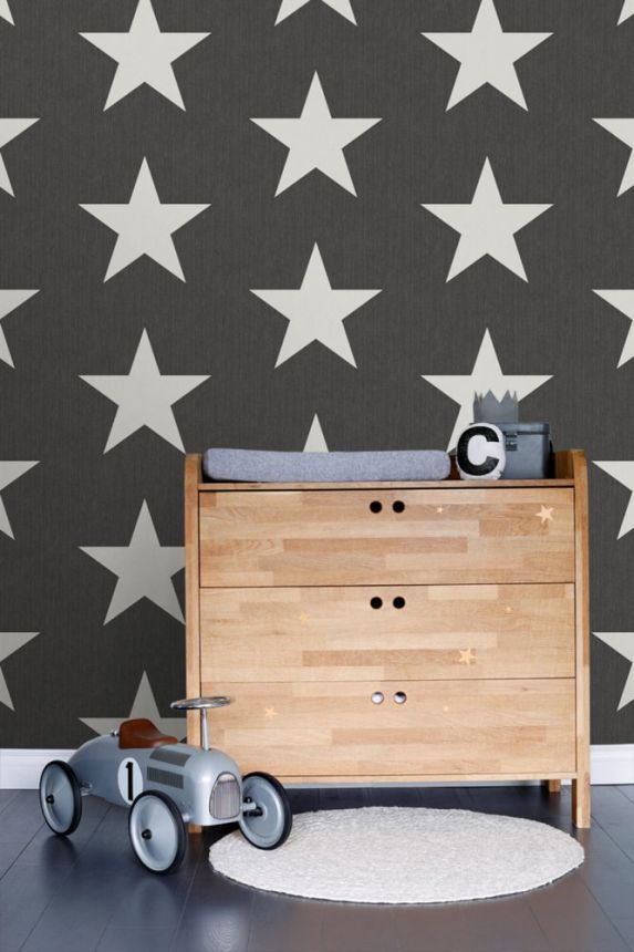 Non-woven black wallpaper with stars 138979, Regatta Crew, Esta Home