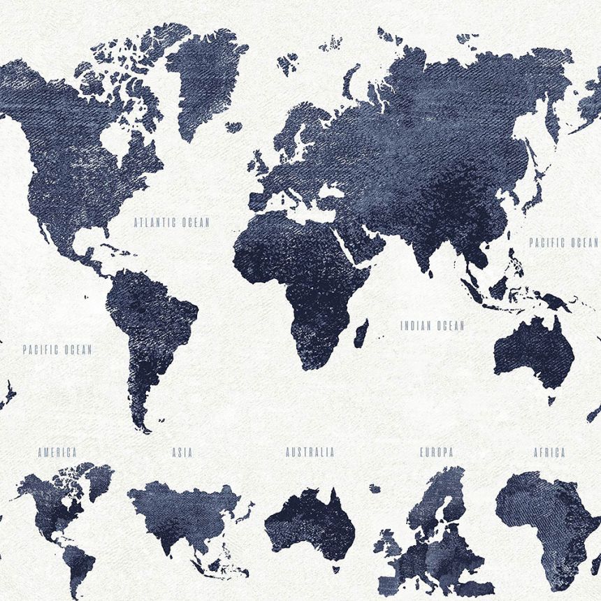Non-woven wallpaper world map 138972, Regatta Crew, Esta Home