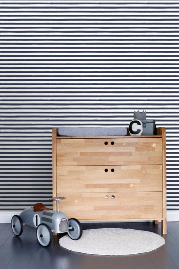 Blue and white stripes wallpaper 138970, Regatta Crew, Esta Home