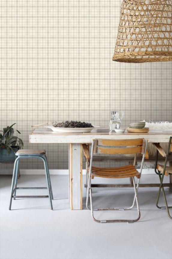 Non-woven wallpaper, imitation plaid fabric 137722, Regatta Crew, Esta Home