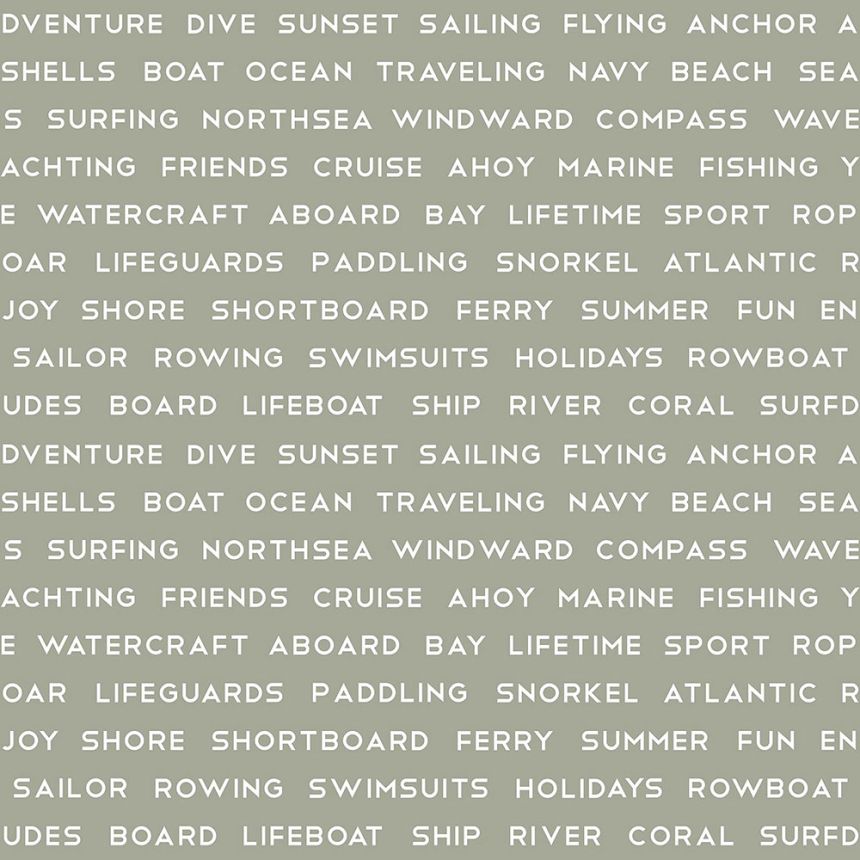 Teal non-woven wallpaper with texts 138959, Regatta Crew, Esta Home