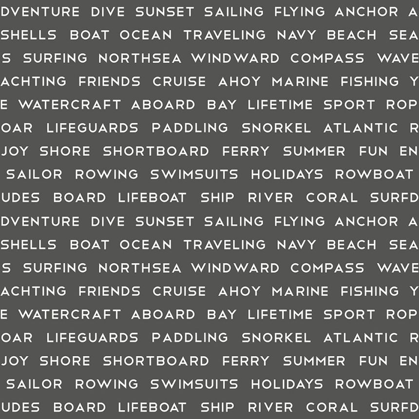 Non-woven black wallpaper with texts 138962, Regatta Crew, Esta Home